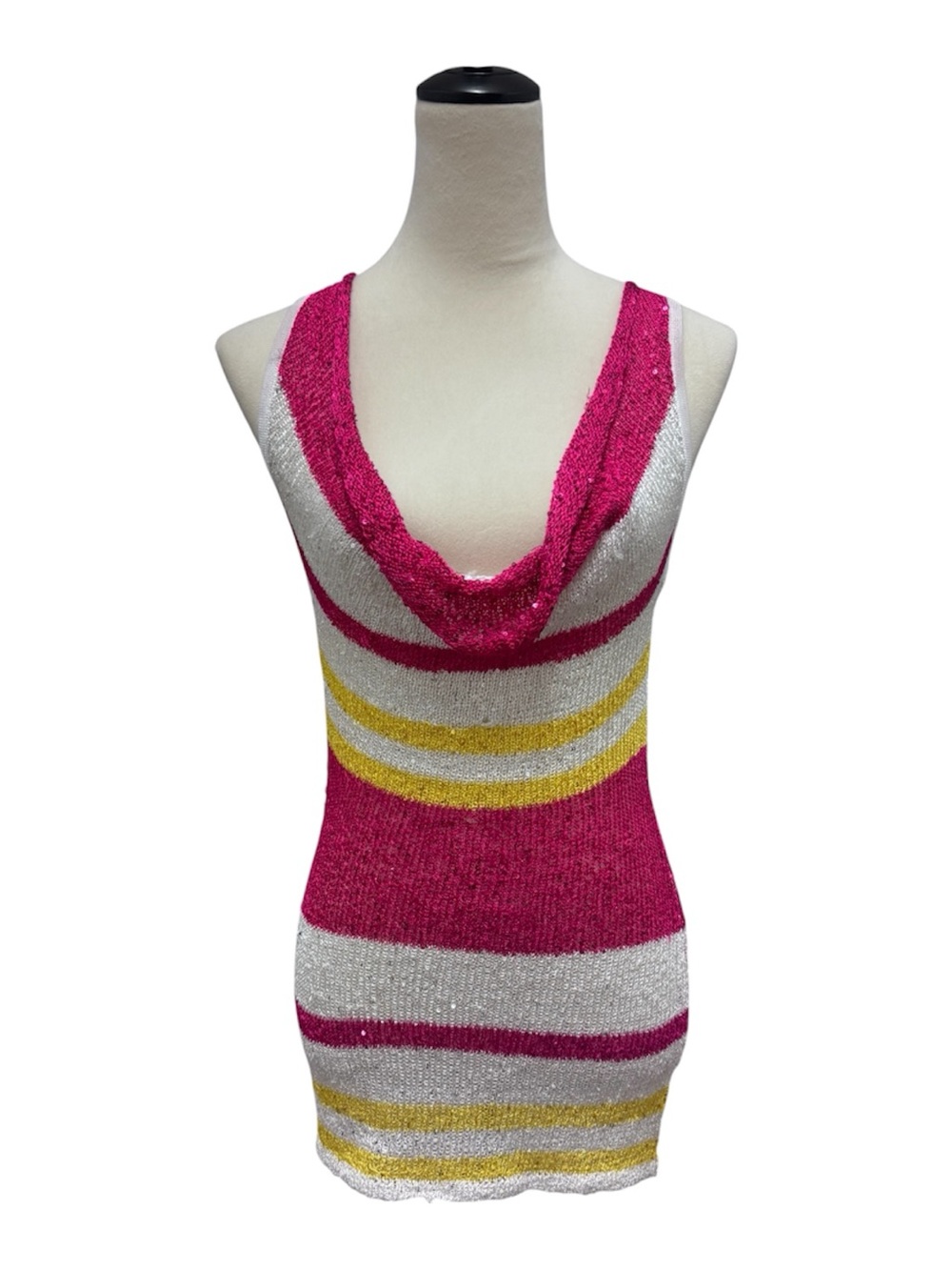 Dolce Cabo Pink & White Striped Sleeveless Knit Top